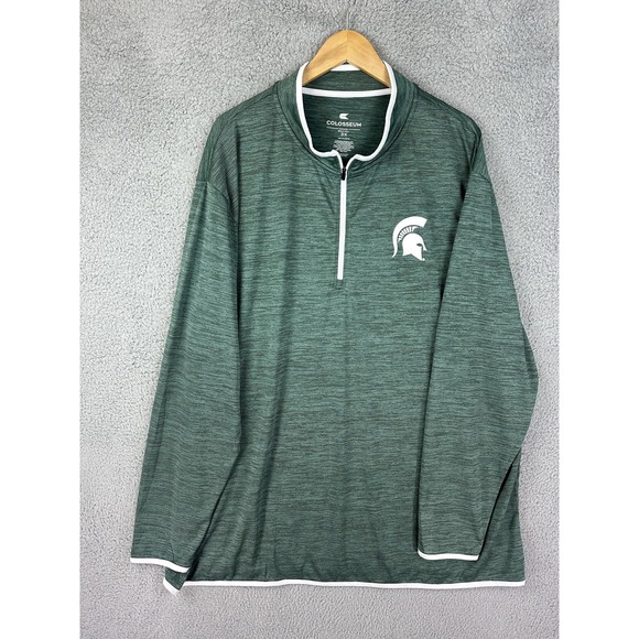 Michigan State Spartans Pullover Mens 3XL NCAA Basketball Quarter Zip Green Men
